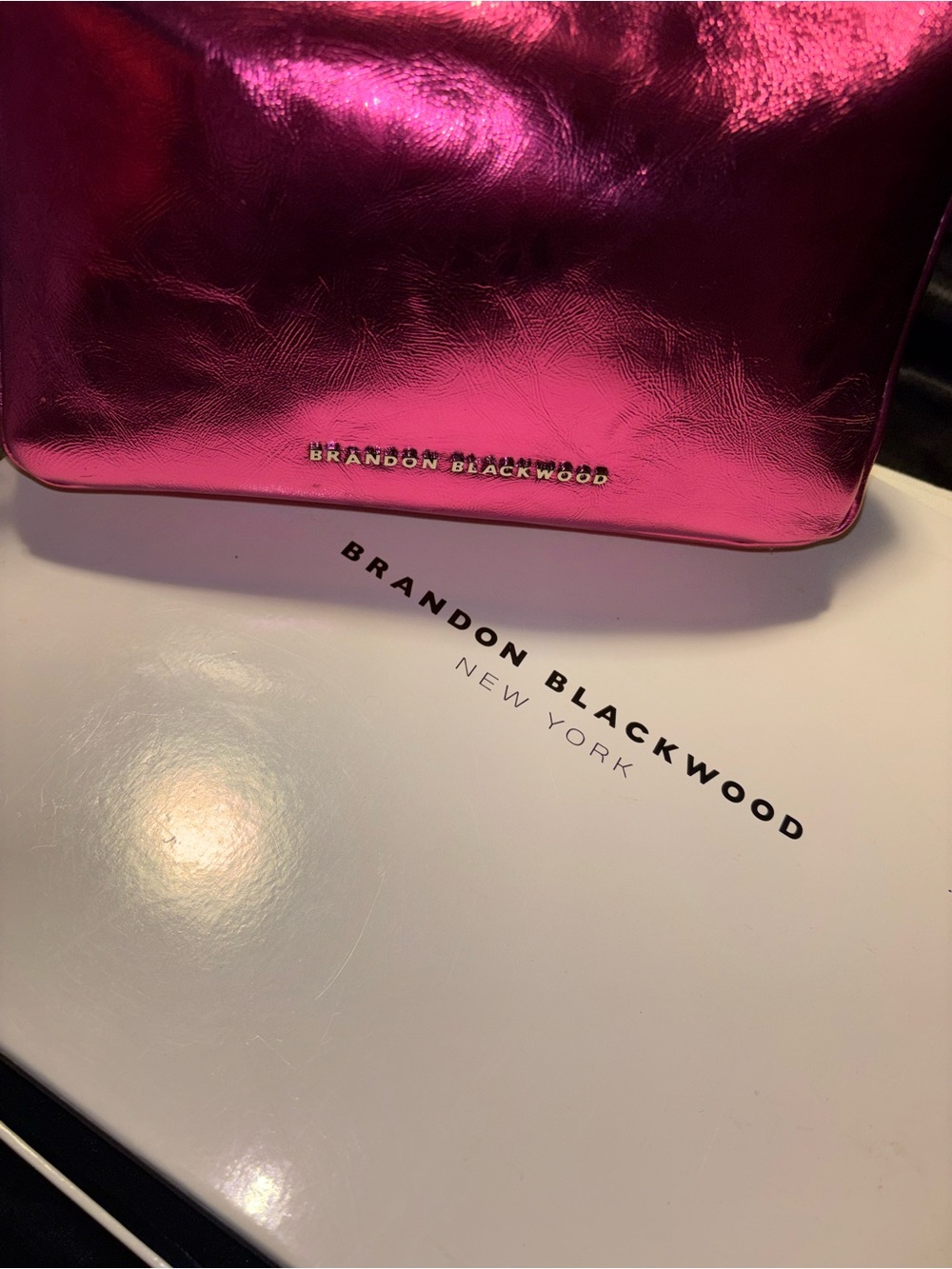 Brandon Blackwood Crushed Metallic Pink Handbag